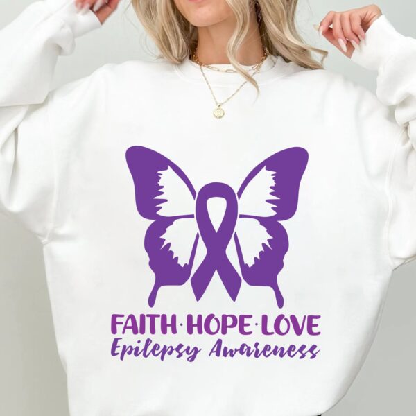Faith Hope Love Epilepsy Awareness Svg, Epilepsy Awareness Svg Png, Purple Ribbon Svg, Cricut Cut File Sublimation - Image 2