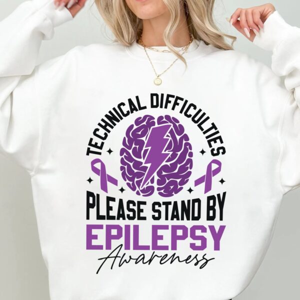 Technical Difficulties Please Stand By Epilepsy Awareness Svg, Epilepsy Awareness Svg Png, Purple Ribbon Svg, Cricut Cut File Sublimation - Image 2
