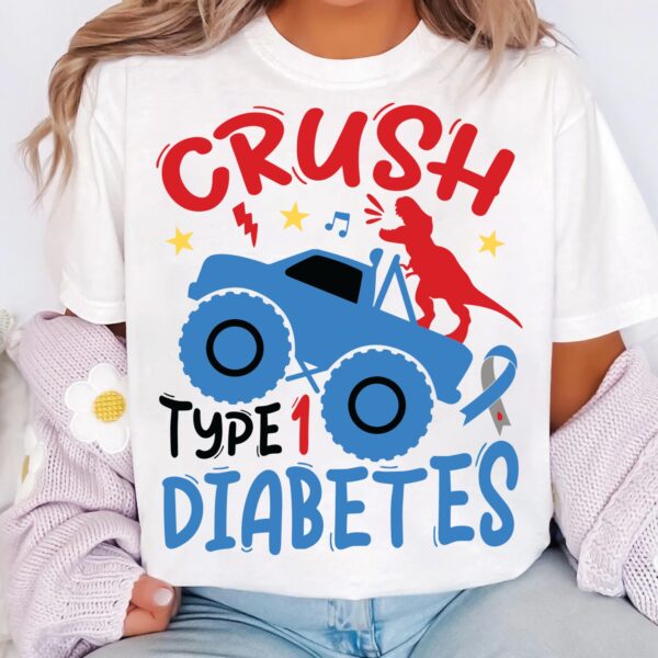 Crush Type 1 Diabetes Svg, Diabetes Awareness Svg Png, Blue Ribbon Svg, Type 1 Diabetes T1D Awareness Svg Cricut Sublimation - Image 3