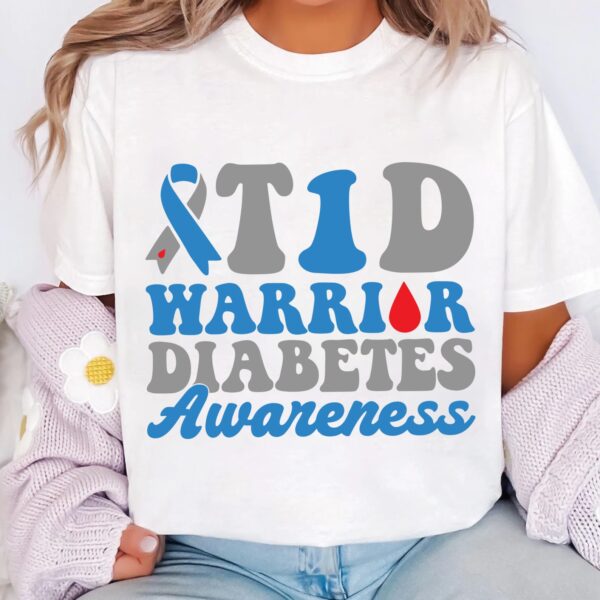 T1d Warrior Diabetes Awareness Svg, Diabetes Awareness Svg Png, Blue Ribbon Svg, Type 1 Diabetes T1D Awareness Svg Cricut Sublimation - Image 3