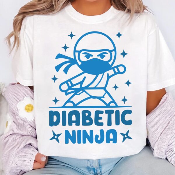 Diabetic Ninja Svg, Diabetes Awareness Svg Png, Blue Ribbon Svg, Type 1 Diabetes T1D Awareness Svg Cricut Sublimation - Image 3