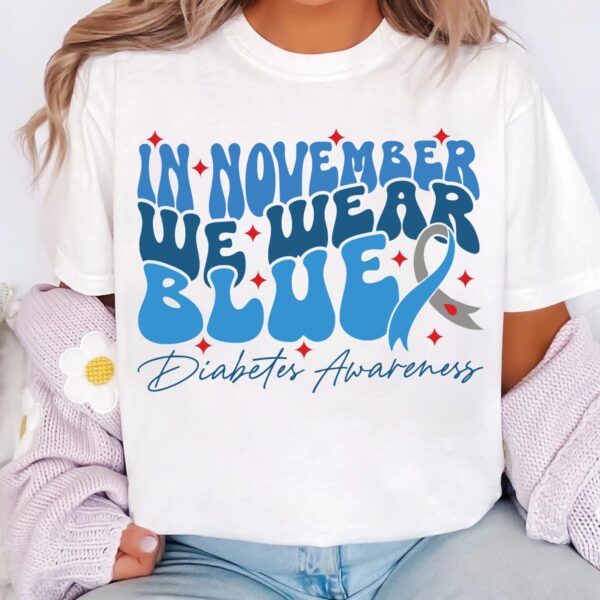 In November We Wear Blue Diabetes Awareness Svg, Diabetes Awareness Svg Png, Blue Ribbon Svg, Type 1 Diabetes T1D Awareness Svg Cricut - Image 3