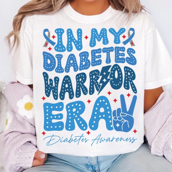 In My Diabetes Warrior Era Svg, Diabetes Awareness Svg Png, Blue Ribbon Svg, Type 1 Diabetes T1D Awareness Svg Cricut Sublimation - Image 3
