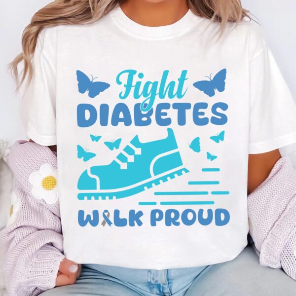 Fight Diabetes Walk Proud Svg, Diabetes Awareness Svg Png, Blue Ribbon Svg, Type 1 Diabetes T1D Awareness Svg Cricut Sublimation - Image 3
