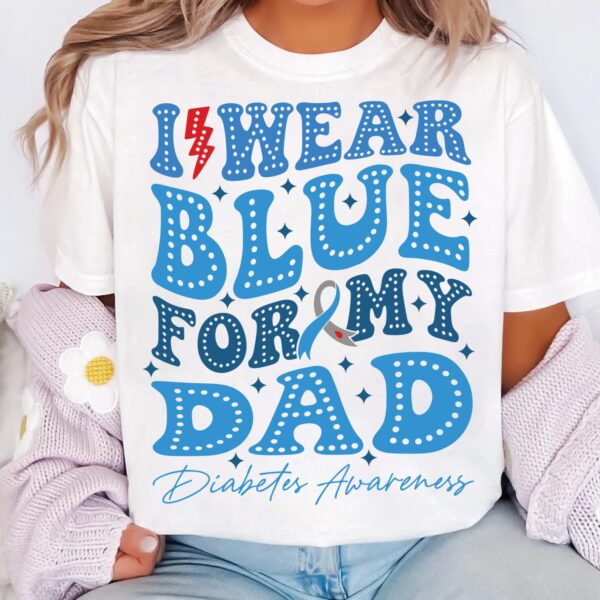 I Wear Blue For My Dad Svg, Diabetes Awareness Svg Png, Blue Ribbon Svg, Type 1 Diabetes T1D Awareness Svg Cricut Sublimation - Image 3