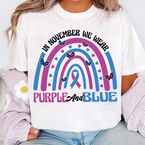 In November We Wear Purple And Blue Svg, Diabetes Awareness Svg Png, Blue Ribbon Svg, Type 1 Diabetes T1D Awareness Svg Cricut Sublimation - Image 3