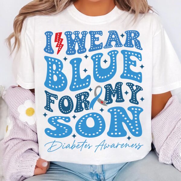 I Wear Blue For My Son Svg, Diabetes Awareness Svg Png, Blue Ribbon Svg, Type 1 Diabetes T1D Awareness Svg Cricut Sublimation - Image 3