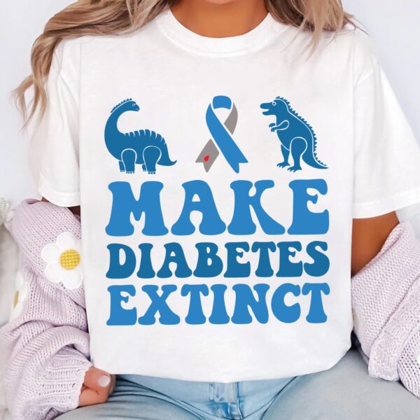 Make Diabetes Extinct Svg, Diabetes Awareness Svg Png, Blue Ribbon Svg, Type 1 Diabetes T1D Awareness Svg Cricut Sublimation - Image 3