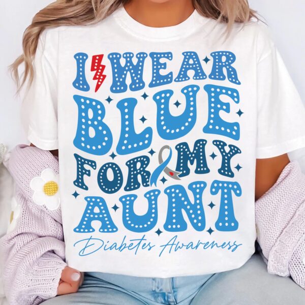I Wear Blue For My Aunt Svg, Diabetes Awareness Svg Png, Blue Ribbon Svg, Type 1 Diabetes T1D Awareness Svg Cricut Sublimation - Image 3