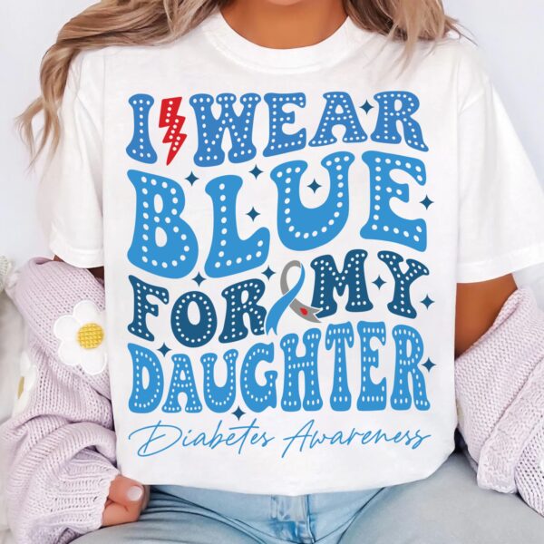 I Wear Blue For My Daughter Svg, Diabetes Awareness Svg Png, Blue Ribbon Svg, Type 1 Diabetes T1D Awareness Svg Cricut Sublimation - Image 3