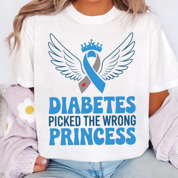 Diabetes Picked The Wrong Princess Svg, Diabetes Awareness Svg Png, Blue Ribbon Svg, Type 1 Diabetes T1D Awareness Svg Cricut Sublimation - Image 3
