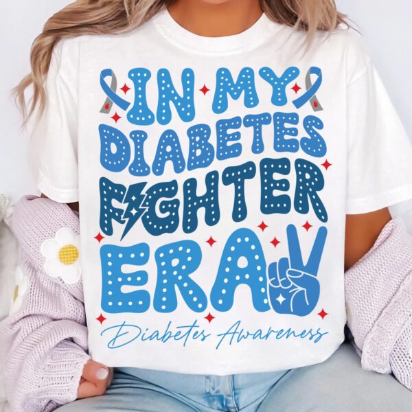 In My Diabetes Fighter Era Svg, Diabetes Awareness Svg Png, Blue Ribbon Svg, Type 1 Diabetes T1D Awareness Svg Cricut Sublimation - Image 3
