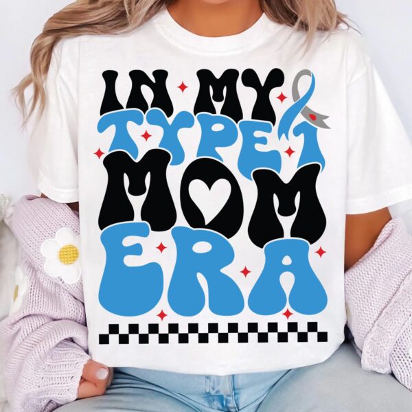 In My Type 1 Mom Era Svg, Diabetes Awareness Svg Png, Blue Ribbon Svg, Type 1 Diabetes T1D Awareness Svg Cricut Sublimation - Image 3