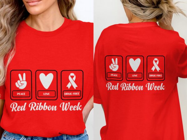 Red Ribbon Week Svg Png, Peace Love Drug Free Svg, Drug Free Svg, Red Ribbon Awareness Svg Cricut Sublimation Design - Image 3