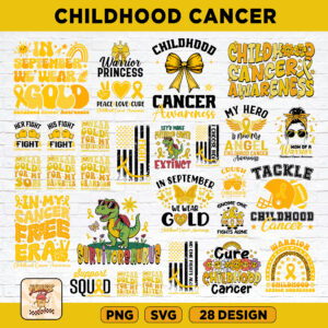 Childhood Cancer Awareness Svg Png Bundle, Gold Ribbon SVG, Pediatric Cancer Awareness Svg Childhood Cancer Support