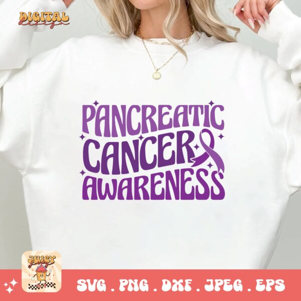Pancreatic Cancer Awareness Svg Png, Pancreatic Cancer Awareness Svg, Purple Ribbon Svg Png Cricut Sublimation Design - Image 3