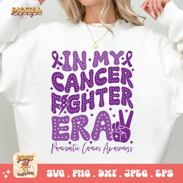 Pancreatic Cancer Awareness Svg Png, In My Cancer Fighter Era Svg, Purple Ribbon Svg Png Cricut Sublimation Design - Image 3
