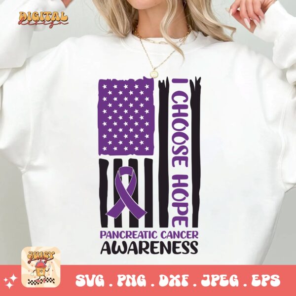 Pancreatic Cancer Awareness Svg Png, Pancreatic Cancer Flag Svg, Purple Ribbon Svg Png Cricut Sublimation Design - Image 3