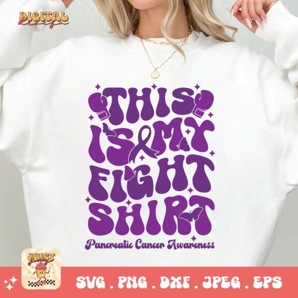 Pancreatic Cancer Awareness Svg Png, This Is My Fight Shirt Svg, Purple Ribbon Svg Png Cricut Sublimation Design - Image 3