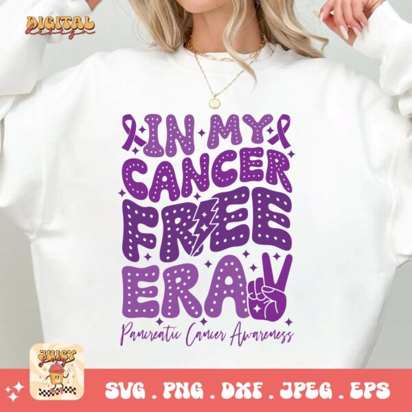 Pancreatic Cancer Awareness Svg Png, In My Cancer Free Era Svg, Purple Ribbon Svg Png Cricut Sublimation Design - Image 3