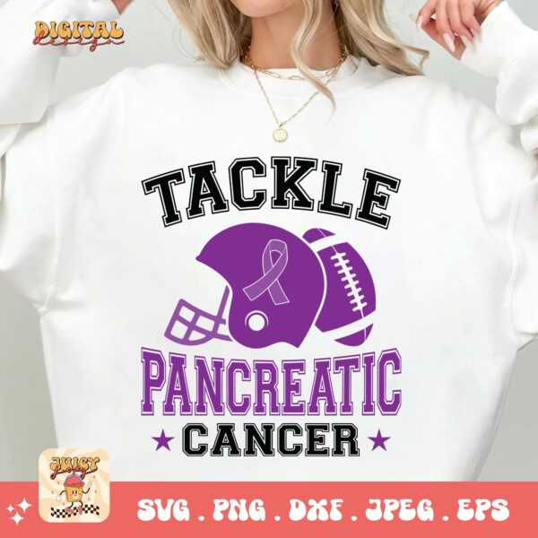 Pancreatic Cancer Awareness Svg Png, Tackle Pancreatic Cancer Svg, Purple Ribbon Svg Png Cricut Sublimation Design - Image 3