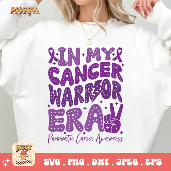 Pancreatic Cancer Awareness Svg Png, In My Cancer Warrior Era Svg, Purple Ribbon Svg Png Cricut Sublimation Design - Image 3