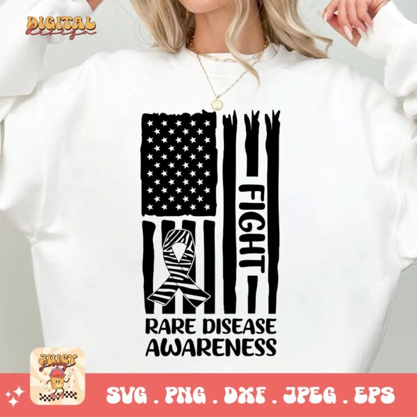 Rare Disease Flag Png Svg, Rare Disease Support Svg, Ehlers danlos Syndrome Png Cricut Designs, Zebra Ribbon Svg - Image 2