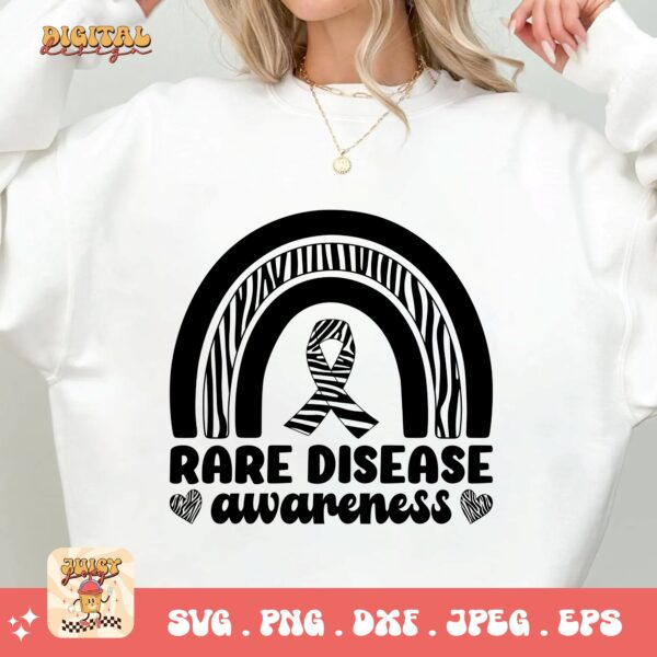 Rare Disease Rainbow Png Svg, Rare Disease Support Svg, Ehlers danlos Syndrome Png Cricut Designs, Zebra Ribbon Svg - Image 2