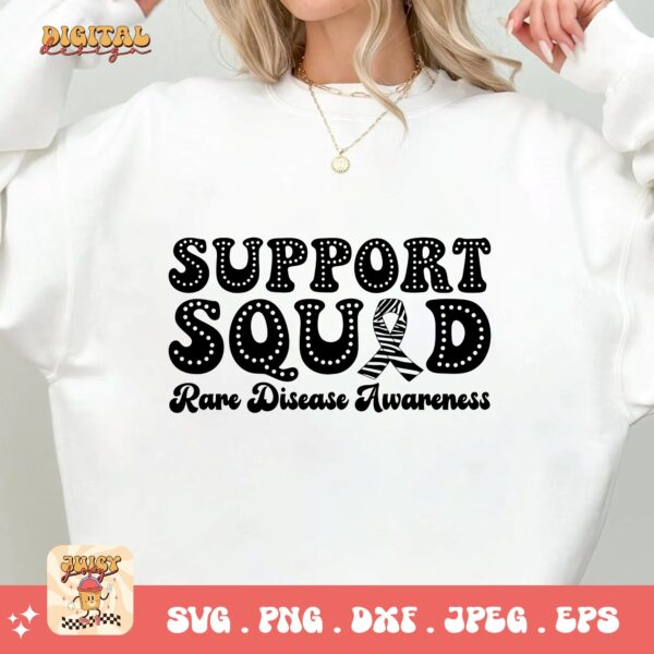 Support Squad Png Svg, Rare Disease Support Svg, Ehlers danlos Syndrome Png Cricut Designs, Zebra Ribbon Svg - Image 2