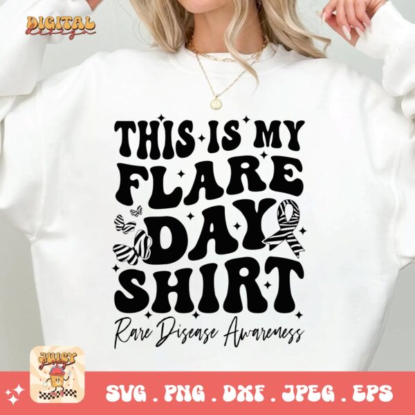 This Is My Flare Day Shirt Png Svg, Rare Disease Support Svg, Ehlers danlos Syndrome Png Cricut Designs, Zebra Ribbon Svg - Image 2