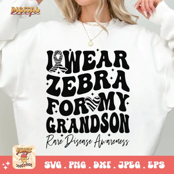 I Wear Zebra for My Grandson Png Svg, Rare Disease Support Svg, Ehlers danlos Syndrome Png Cricut Designs, Zebra Ribbon Svg - Image 2