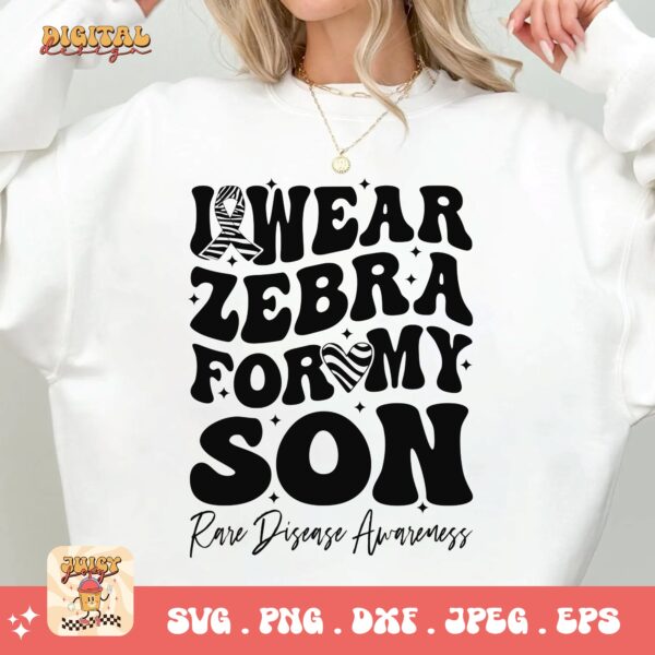 I Wear Zebra for My Son Png Svg, Rare Disease Support Svg, Ehlers danlos Syndrome Png Cricut Designs, Zebra Ribbon Svg - Image 2