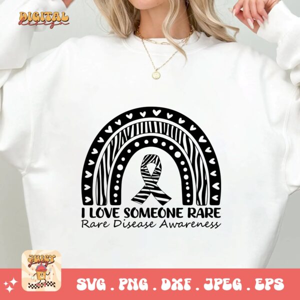 I Love Someone Rare Png Svg, Rare Disease Support Svg, Ehlers danlos Syndrome Png Cricut Designs, Zebra Ribbon Svg - Image 2