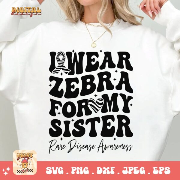 I Wear Zebra for My Sister Png Svg, Rare Disease Support Svg, Ehlers danlos Syndrome Png Cricut Designs, Zebra Ribbon Svg - Image 2