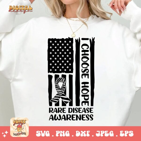 Rare Disease Flag Png Svg, Rare Disease Support Svg, Ehlers danlos Syndrome Png Cricut Designs, Zebra Ribbon Svg - Image 2