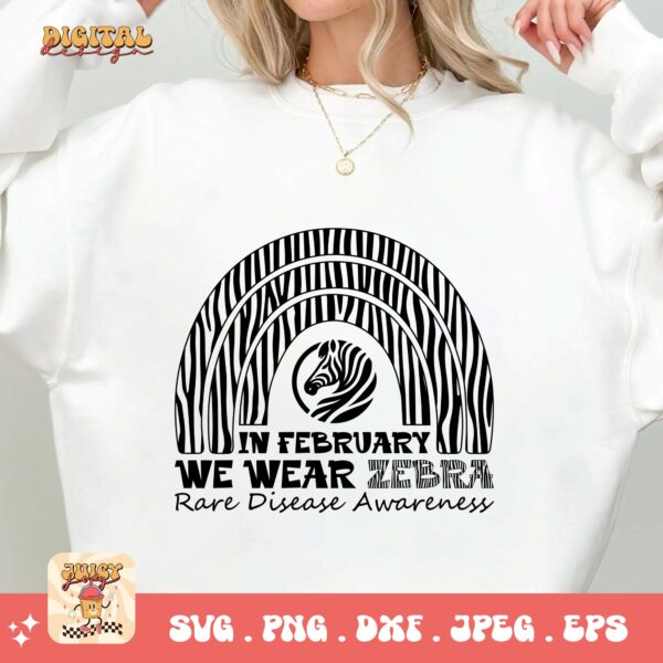 In February We Wear Zebra Png Svg, Rare Disease Support Svg, Ehlers danlos Syndrome Png Cricut Designs, Zebra Ribbon Svg - Image 2