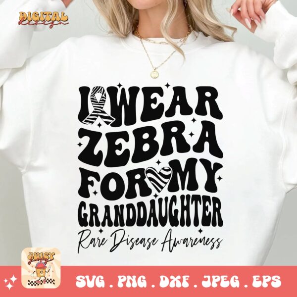 I Wear Zebra for My Granddaughter Png Svg, Rare Disease Support Svg, Ehlers danlos Syndrome Png Cricut Designs, Zebra Ribbon Svg - Image 2