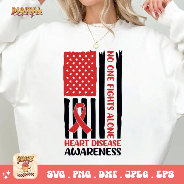 Heart Disease Awareness Png Svg, Heart Disease Flag Png, Red Ribbon Svg Cricut Sublimation Design - Image 2