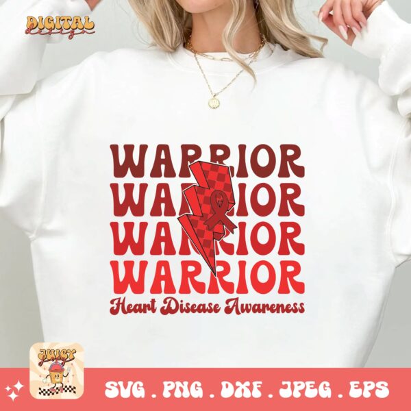 Heart Disease Awareness Png Svg, Heart Disease Warrior Png, Red Ribbon Svg Cricut Sublimation Design - Image 2