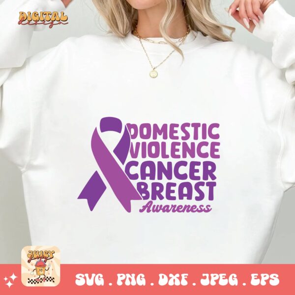 Domestic Violence Awareness Svg Png, Domestic Violence Breast Cancer Awareness Svg, Domestic Abuse Svg Cricut File Sublimation - Image 2