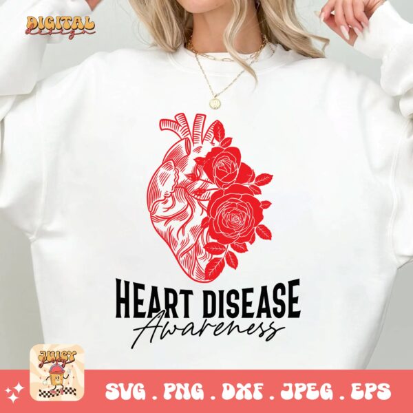 Heart Disease Awareness Png Svg, Heart Disease Awareness Png, Red Ribbon Svg Cricut Sublimation Design - Image 2