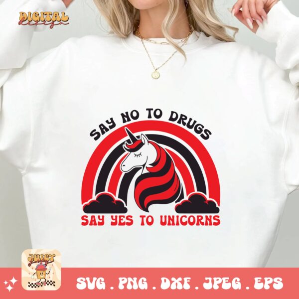 Red Ribbon Week Svg Png, Say No To Drugs Say Yes To Unicorns Svg, Drug Free Svg, Red Ribbon Awareness Svg Cricut Sublimation Design - Image 2