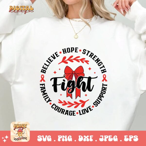 Red Ribbon Week Svg Png, Fight Believe Hope Strength Svg, Family Courage Love Support Svg, Drug Free Svg, Red Ribbon Awareness Svg Cricut - Image 2