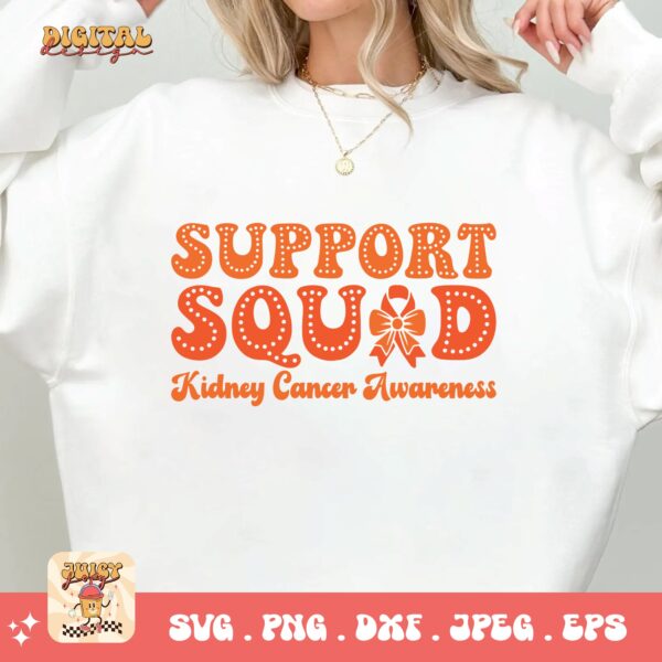 Kidney Cancer Awareness Png Svg, Support Squad Svg Cricut, Orange Ribbon Png Sublimation Designs - Image 2