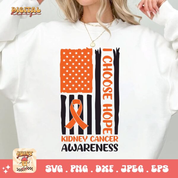 Kidney Cancer Awareness Png Svg, Kidney Cancer Flag Svg Cricut, Orange Ribbon Png Sublimation Designs - Image 2