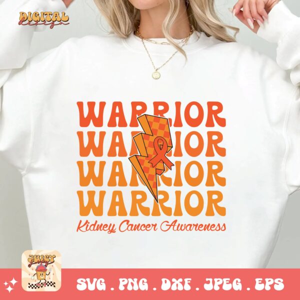 Kidney Cancer Awareness Png Svg, Kidney Cancer Warrior Svg Cricut, Orange Ribbon Png Sublimation Designs - Image 2