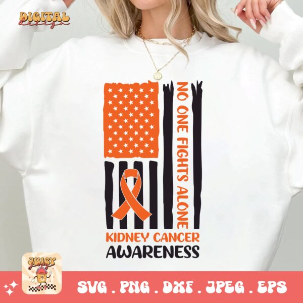 Kidney Cancer Awareness Png Svg, Kidney Cancer Flag Svg Cricut, Orange Ribbon Png Sublimation Designs - Image 2