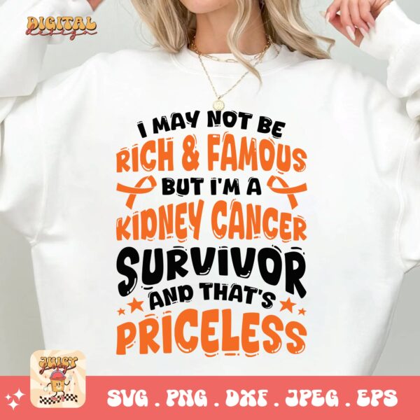 Kidney Cancer Awareness Png Svg, Kidney Cancer Survivor Sayings Svg Cricut, Orange Ribbon Png Sublimation Designs - Image 2
