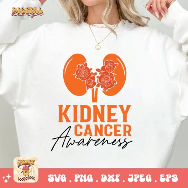 Kidney Cancer Awareness Png Svg, Kidney Cancer Awareness Svg Cricut, Orange Ribbon Png Sublimation Designs - Image 2