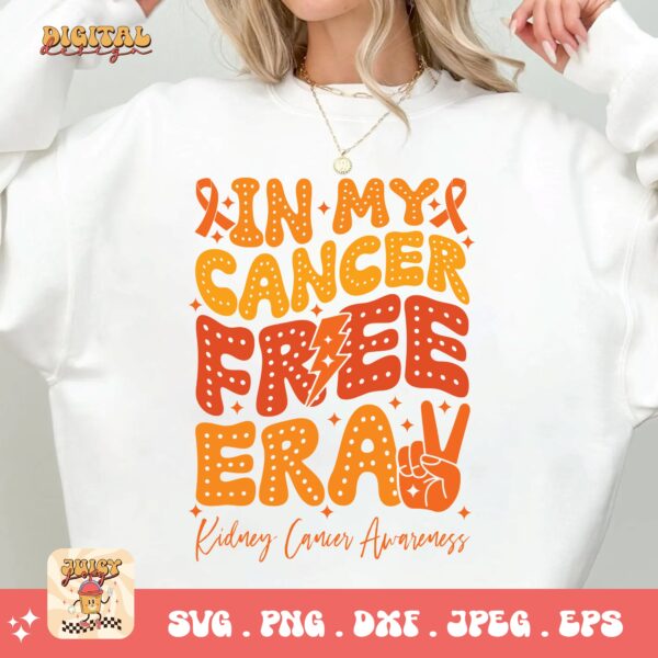Kidney Cancer Awareness Png Svg, In My Cancer Free Era Svg Cricut, Orange Ribbon Png Sublimation Designs - Image 2